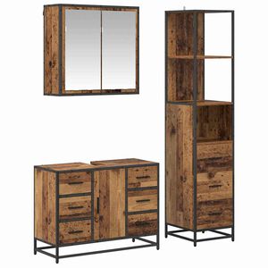 vidaXL Ensemble de mobilier de salle de bain 3 pc Bois Ancien