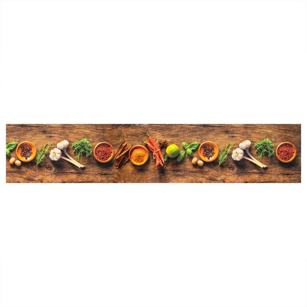 vidaXL Tapis de cuisine lavable impression d'&eacute;pices 60x300 cm velours