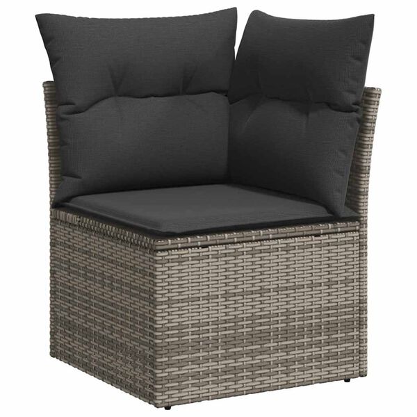 vidaXL Salon de jardin 9 pcs avec coussins gris r&eacute;sine tress&eacute;e
