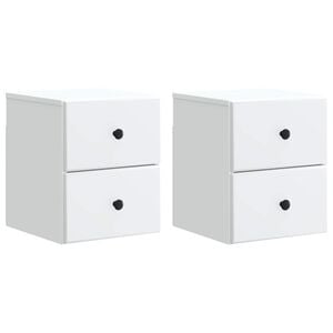 vidaXL Cabinet de chevet mural 2 pc Blanc 34,5 x 33 x 40 cm