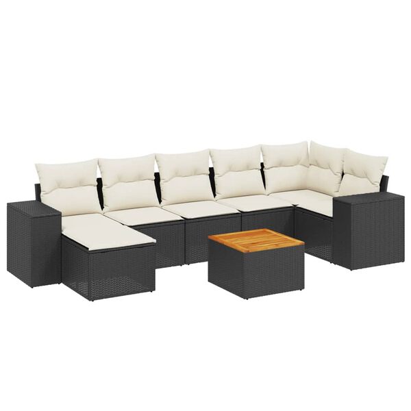 vidaXL Salon de jardin 8 pcs avec coussins noir r&eacute;sine tress&eacute;e