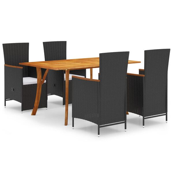 vidaXL Ensemble &agrave; manger de jardin 5 pcs noir