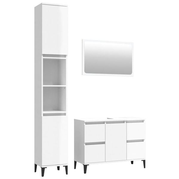 vidaXL Ensemble de meubles de salle de bain 3 pcs blanc brillant