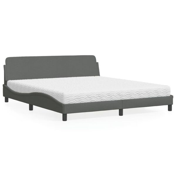 vidaXL Lit avec matelas Dover gris fonc&eacute; 180x200 cm tissu