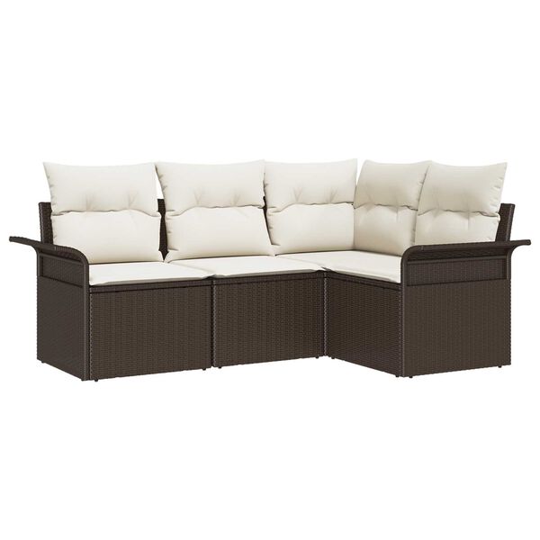 vidaXL Ensemble de canap&eacute; de jardin 4 pcs Marron polyrotin