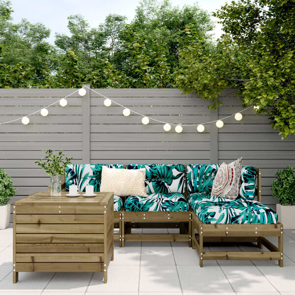 vidaXL Salon de jardin 5 pcs bois de pin impr&eacute;gn&eacute;