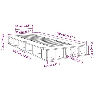 vidaXL Cadre de lit sans matelas noir 75x190 cm