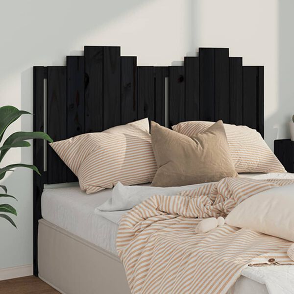 vidaXL T&ecirc;te de lit Noir 146x4x110 cm Bois massif de pin