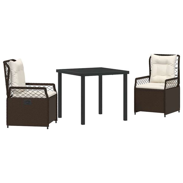 vidaXL Ensemble de salle &agrave; manger pour jardin 3 pcs Marron polyrotin