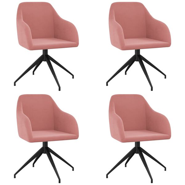 vidaXL Chaises &agrave; manger lot de 4 Rose Velours