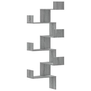 vidaXL &Eacute;tag&egrave;re d'angle murale sonoma gris 45x45x147cm bois ing&eacute;nierie