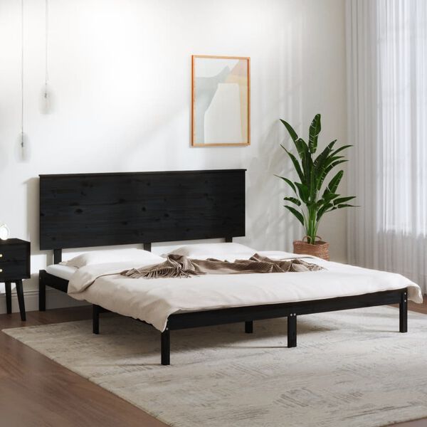vidaXL Cadre de lit sans matelas noir 200x200 cm bois massif de pin