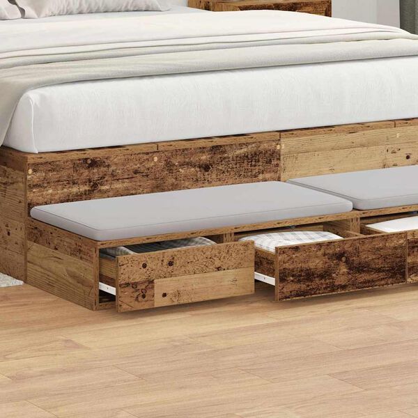 vidaXL Tiroirs de lit avec tiroir Bois ancien 150 x 36,5 x 16,5 cm