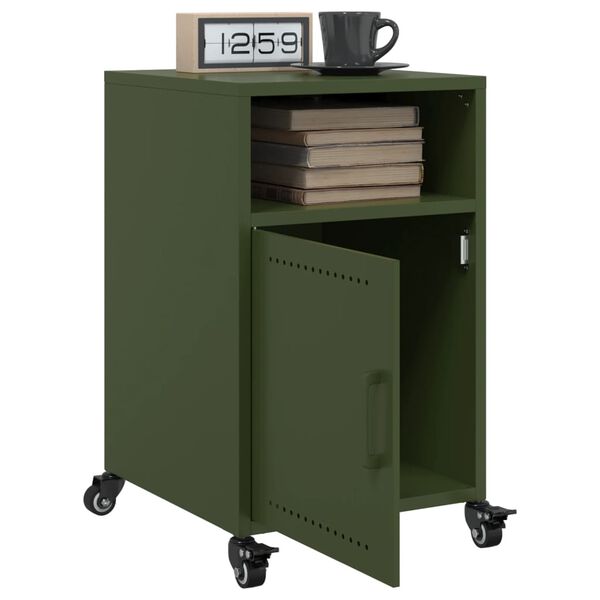 vidaXL Tables de chevet 2 pcs vert olive 36x39x59 cm acier