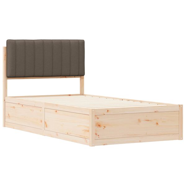 vidaXL Cadre de lit avec t&ecirc;te de lit rembourr&eacute;e Taupe 100 x 200 cm