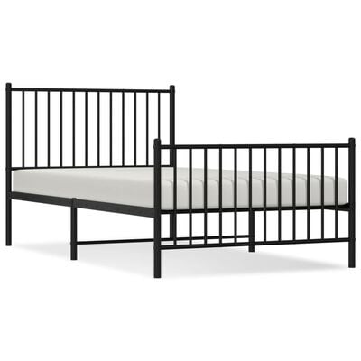 vidaXL Cadre de lit métal sans matelas avec pied de lit noir 100x190cm