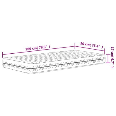 vidaXL Matelas en mousse blanc 90x200 cm dureté H2 H3