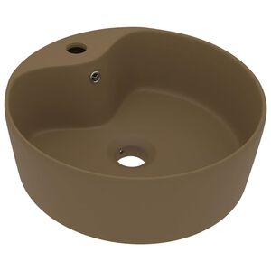 vidaXL Lavabo de luxe avec trop-plein Cr&egrave;me mat 36x13 cm C&eacute;ramique