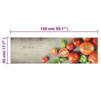 vidaXL Tapis de cuisine lavable impression de tomates 45x150cm velours