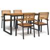 vidaXL Ensemble &agrave; manger de jardin 5 pcs bois d'acacia massif et m&eacute;tal