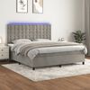vidaXL Sommier &agrave; lattes de lit matelas et LED Gris clair 180x200 cm