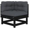 vidaXL Salon de jardin 6 pcs avec coussins noir bois massif