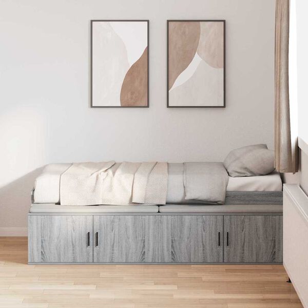 vidaXL Cadre de lit Gris Sonoma 100 x 200 cm Bois d'ingénierie