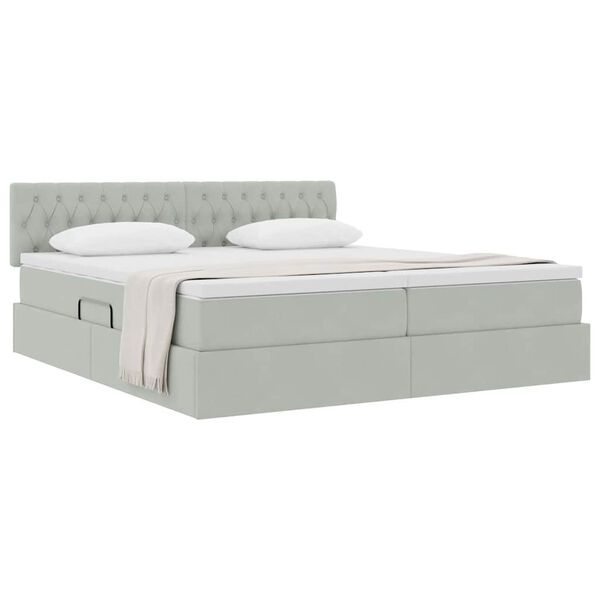 vidaXL Lit de Rangement avec matelas Gris clair 100 x 200 cm