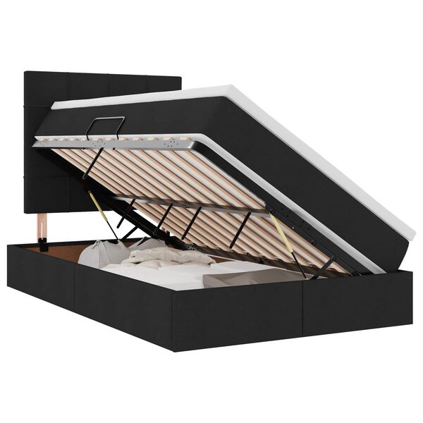 vidaXL Lit avec rangement et LED avec LED Noir 120 x 190 cm Polyester