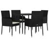 vidaXL Ensemble à manger de jardin coussins 5pcs Noir Résine tressée