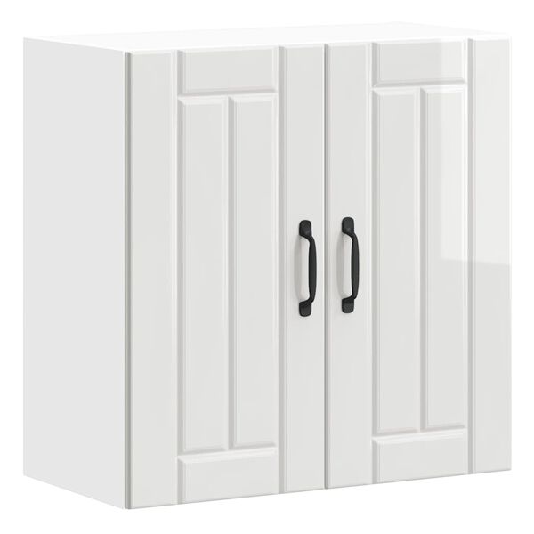 vidaXL Armoire murale de cuisine Lucca blanc brillant bois ing&eacute;nierie