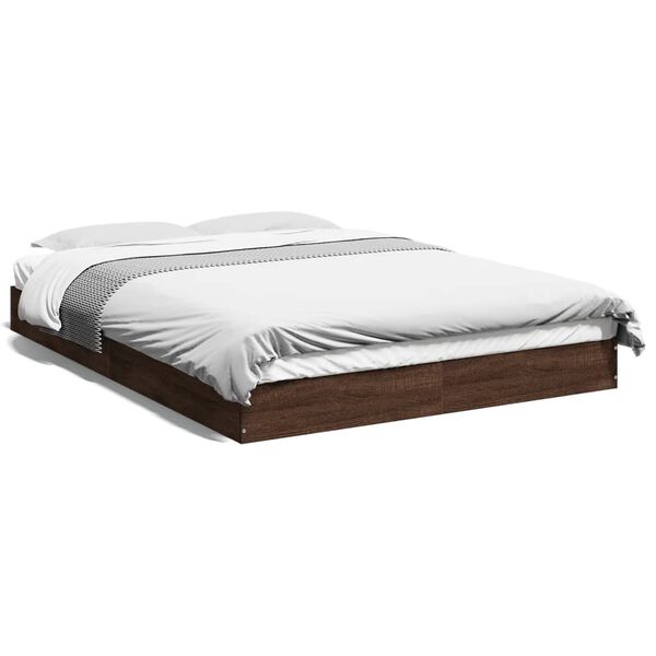 vidaXL Cadre de lit sans matelas ch&ecirc;ne marron 140x200 cm