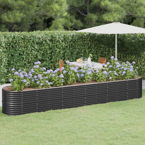 vidaXL Lit sur&eacute;lev&eacute; de jardin Acier galvanis&eacute; Anthracite
