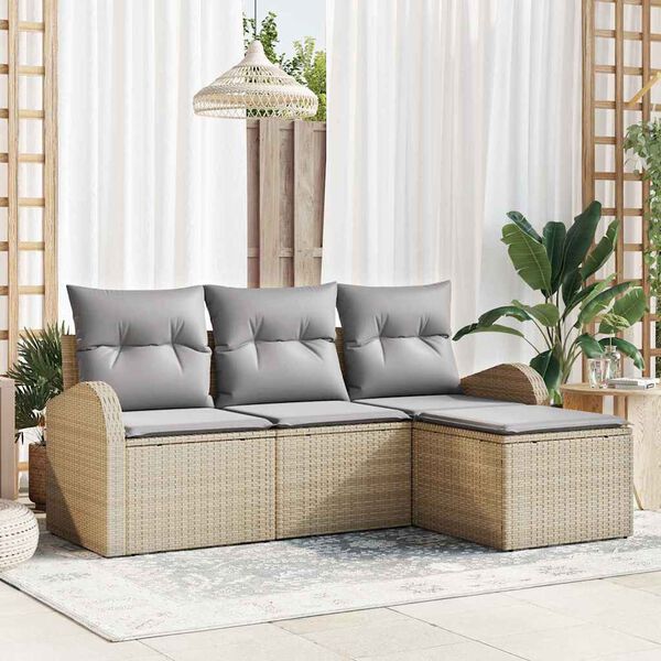 vidaXL Ensemble de canap&eacute; de jardin Beige polyrotin