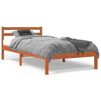 vidaXL Cadre de lit sans matelas cire marron 75x190 cm bois pin massif