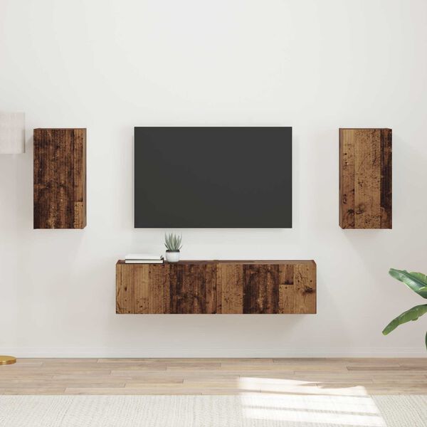 vidaXL Ensemble meuble TV 4 pcs Bois ancien Bois d'ing&eacute;nierie