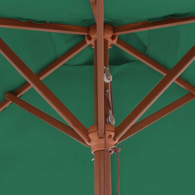 vidaXL Parasol d'extérieur avec mât en bois 150x200 cm vert