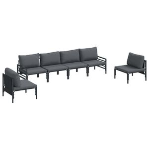 vidaXL Ensemble de canap&eacute; de jardin avec coussin 6 pcs Noir Acier
