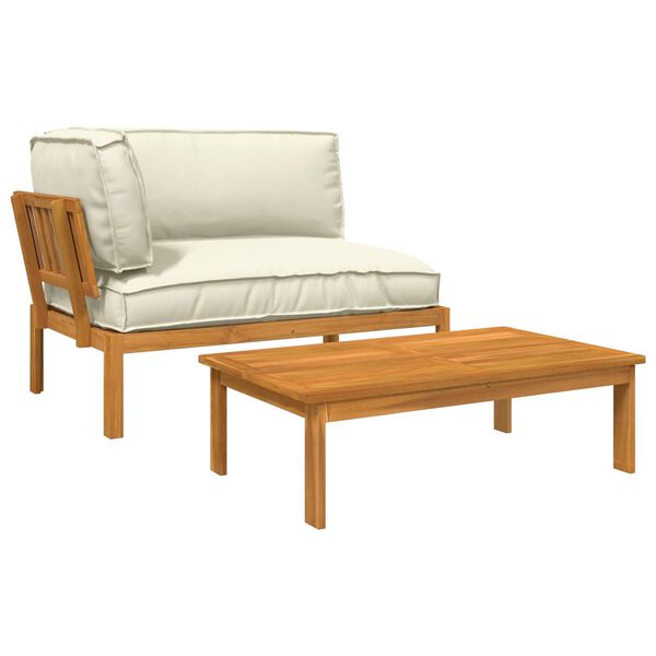 vidaXL Ensemble de Canap&eacute;s Uni 2 pcs Cr&egrave;me Bois d'Acacia Massif