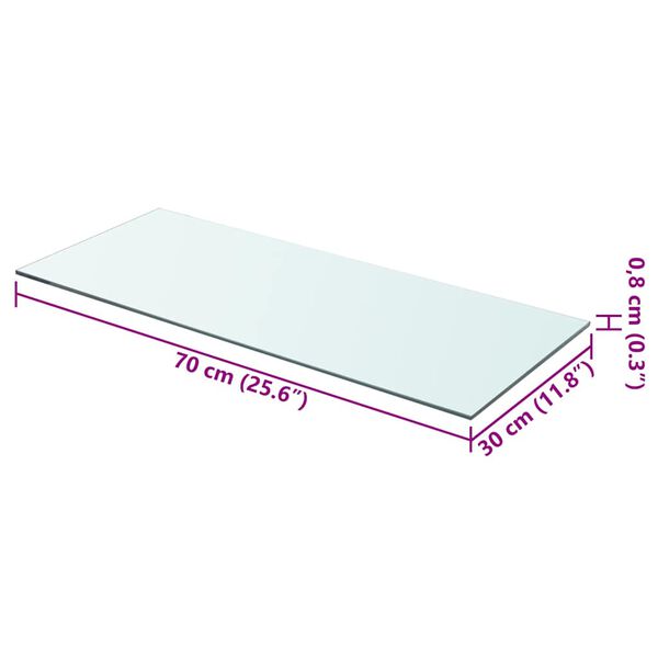 vidaXL Panneaux d'&eacute;tag&egrave;re 2 pcs Verre Transparent 70 x 30 cm