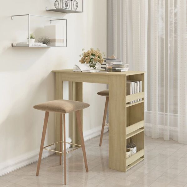 vidaXL Table de bar avec rangement Ch&ecirc;ne sonoma 102x50x103,5 cm