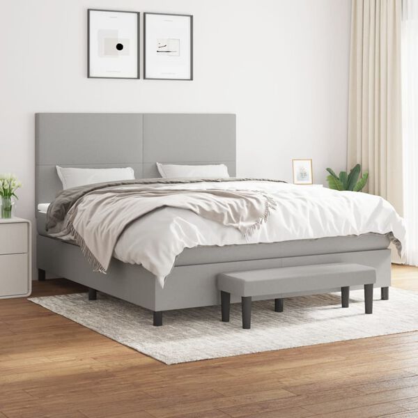 vidaXL Sommier &agrave; lattes de lit avec matelas Gris clair 160x200cm Tissu
