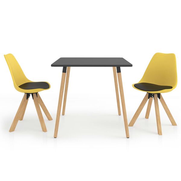 vidaXL Ensemble de salle &agrave; manger 3 pcs Noir et jaune