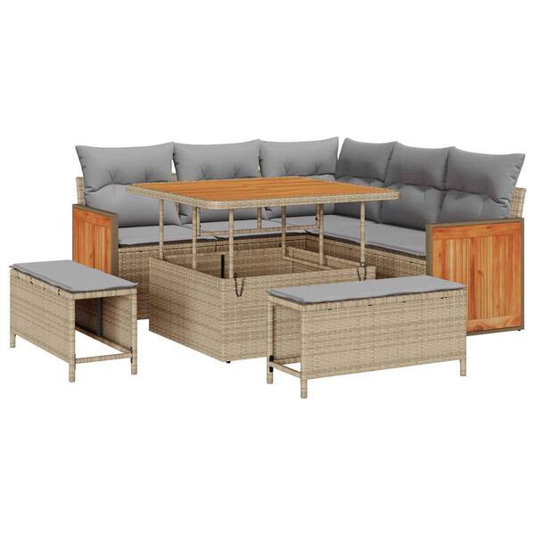 vidaXL Ensemble de canap&eacute; de jardin 8 pcs Beige et gris clair