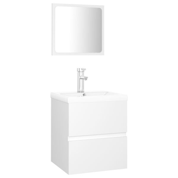 vidaXL Ensemble de meubles de salle de bain Blanc Agglom&eacute;r&eacute;