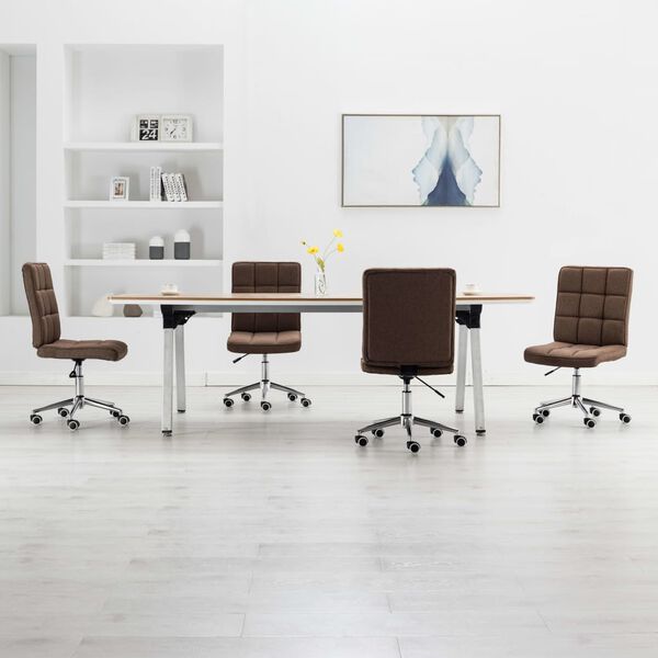 vidaXL Chaises &agrave; manger lot de 4 marron tissu