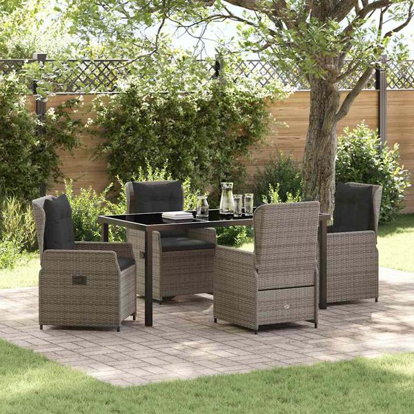vidaXL Ensemble de salle &agrave; manger pour jardin 5 pcs Gris polyrotin