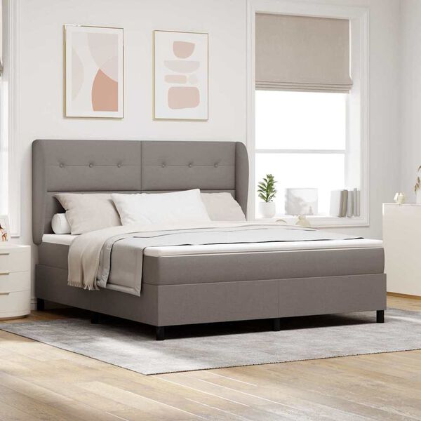 vidaXL Lit &agrave; ressorts avec matelas Taupe 180 x 200 cm tissu