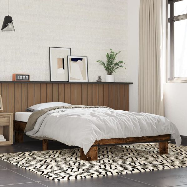 vidaXL Cadre de lit sans matelas ch&ecirc;ne fum&eacute; 75x190 cm