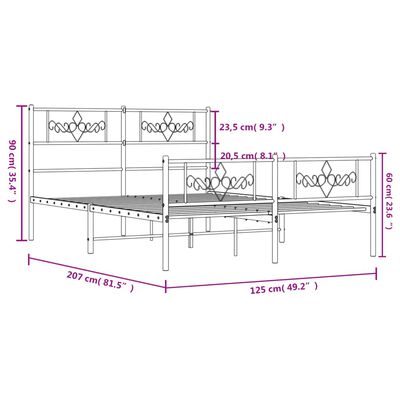 vidaXL Cadre de lit métal sans matelas et pied de lit blanc 120x200 cm